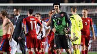 Český brankář Petr Čech po utkání s Norskem. Český brankář Petr Čech po utkání s Norskem.