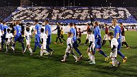 Choreografie fanoušků Baníku Ostrava během utkání Gambrinus ligy mezi FC Baník Ostrava a AC Sparta Praha.