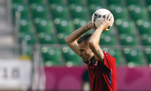 Václav Kadlec na tréninku fotbalové reprezentace před zápasem s Polskem