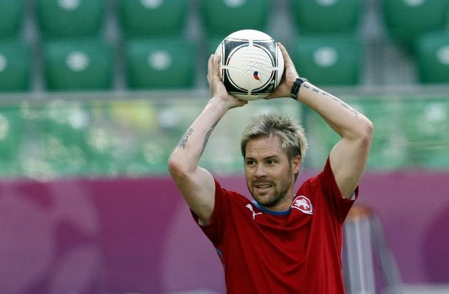 Tomáš Hübschman na tréninku fotbalové reprezentace před zápasem s Polskem