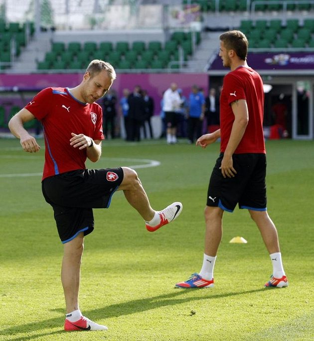 Daniel Kolář na tréninku fotbalové reprezentace před zápasem s Polskem