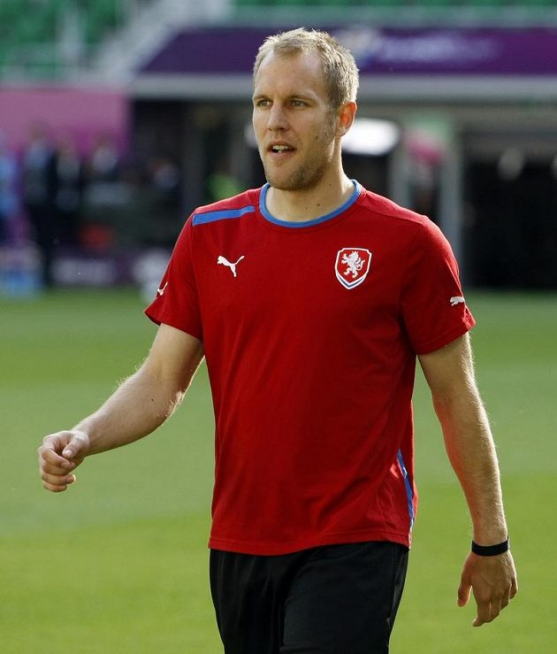 Daniel Kolář na tréninku fotbalové reprezentace před zápasem s Polskem