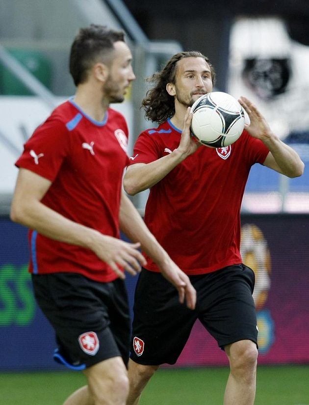 Petr Jiráček na tréninku fotbalové reprezentace před zápasem s Polskem