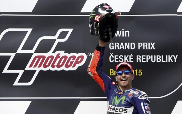Jorge Lorenzo ze Španělska, vítěz brněnského závodu MotoGP.