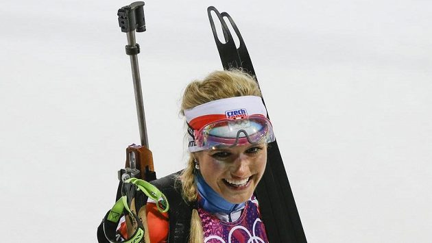 Radost ve tváři české biatlonistky Gabriely Soukalové. V závodu s hromadným startem na 12,5 km vybojovala stříbrnou olympijskou medaili.