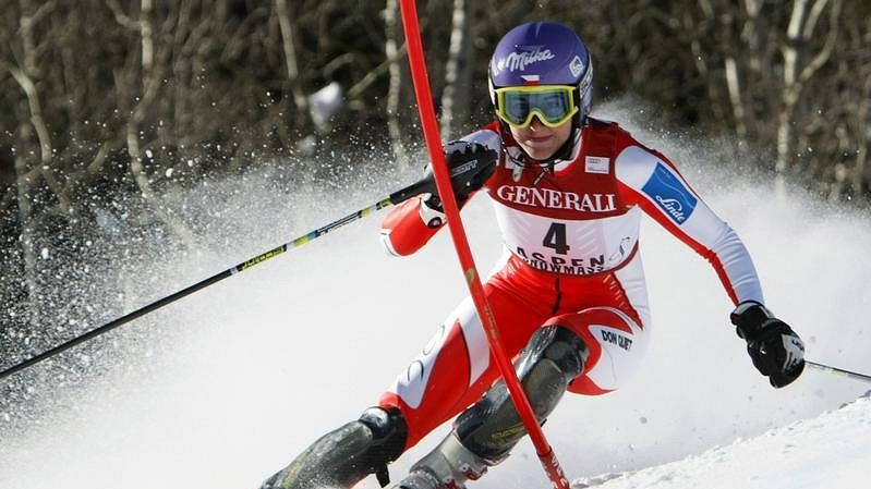 Šárka Záhrobská při prvním kole slalomu SP v aspenu.