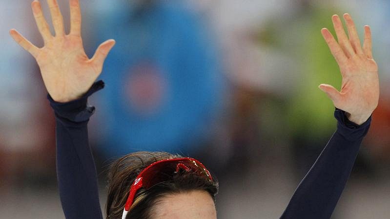 Martina Sáblíková po své jízdě na trati 3000 metrů na OH ve Vancouveru