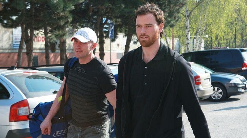 Martin Havlát (vpravo) a Karel Rachůnek míří na reprezentační sraz v Brně.