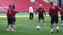 Trénink českých fotbalistů v Kodani