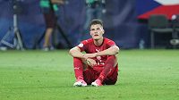Smutný Patrik Schick po porážce s Dány. Smutný Patrik Schick po porážce s Dány.