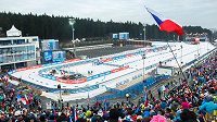 Vysočina Arena při SP v biatlonu v prosinci 2016. Vysočina Arena při SP v biatlonu v prosinci 2016.