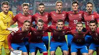 Mužstvo české fotbalové reprezentace před utkáním Ligy národů se Slovenskem.