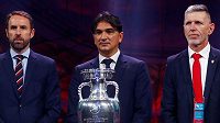 Tři trenéři týmů ze skupiny D po losu v Bukurešti: zleva Gareth Southgate (Anglie), Zlatko Dalič (Chorvatsko) a Jaroslav Šilhavý. Tři trenéři týmů ze skupiny D po losu v Bukurešti: zleva Gareth Southgate (Anglie), Zlatko Dalič (Chorvatsko) a Jaroslav Šilhavý.