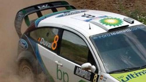 Francois Duval s fordem na shakedownu Rallye Akropolis.