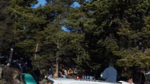 Francouz Alexandre Bengue s vozem Škoda Fabia WRC na trati třetí rychlostní zkoušky Ralye Monte Carlo 2005.
