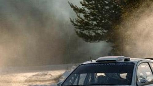 Estonec Markko Märtin s fordem na trati čtvrtečního shakedownu Švédské rallye.
