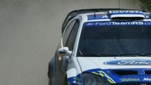 Dani Sola s fordem na trati Mexické rallye.