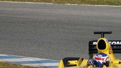 Jarek Janiš na trati ve španělském Jerezu při testech ve stáji formule 1 Jordan.
