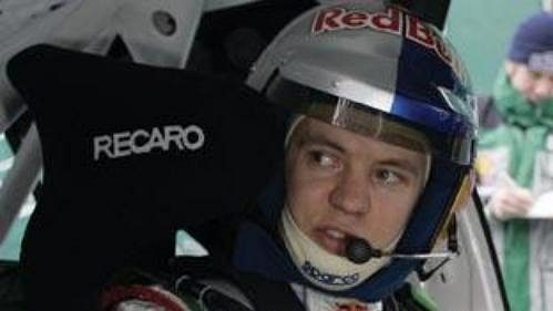 Mattias Ekström za volantem vozu Škoda Fabia WRC na trati Dan Anderssons Minne Rally.
