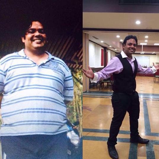 Shekhar Vijayan. Vidíte rozdíl? Je přesně 40 kilo za rok!