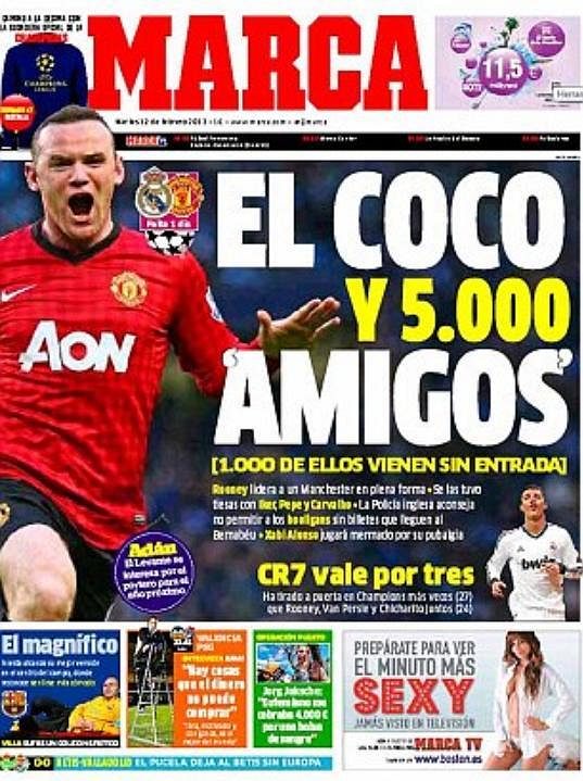 List Marca před utkáním Realu s Manchesterem United barvitě vylíčil kanonýra Waynea Rooneyho.