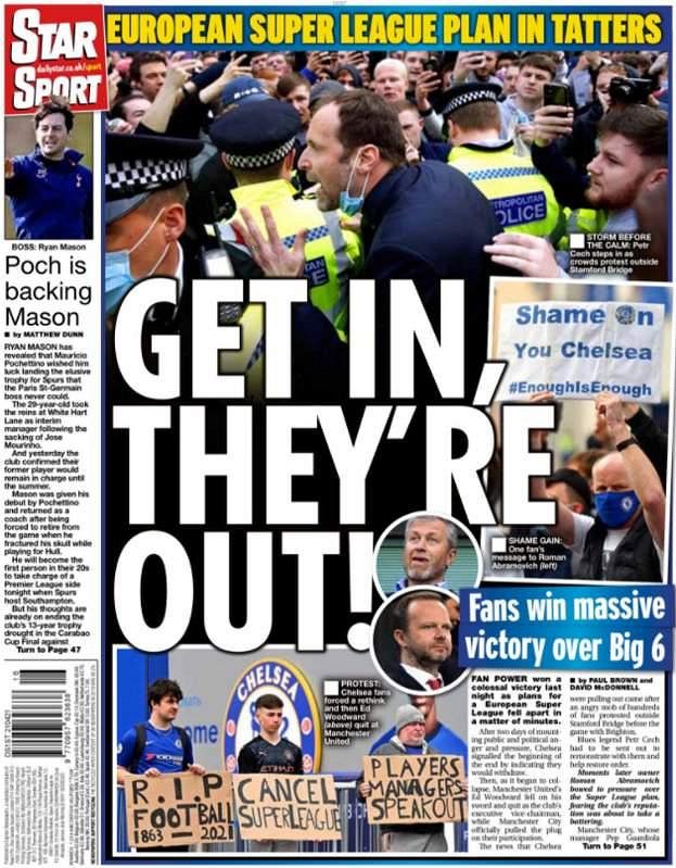 Petr Čech na titulní sportovní straně Daily Star.