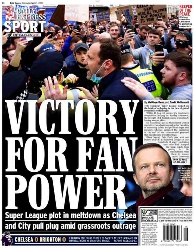 Petr Čech na titulní sportovní straně Daily Express.