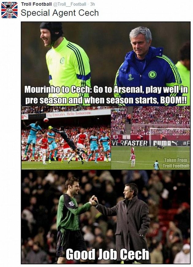 Dobrá práce, mohl ocenit kouč Chelsea José Mourinho výkon Petra Čecha v bráně konkurenčního Arsenalu.