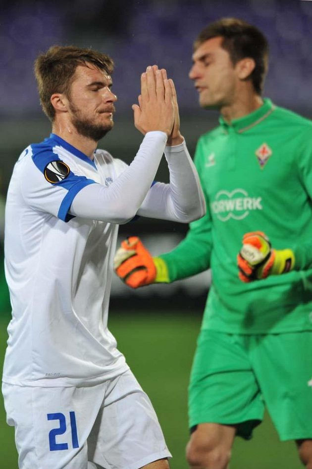 Útočník Liberce Nikolaj Komličenko se modlil marně, Severočeši na Fiorentinu nestačili.