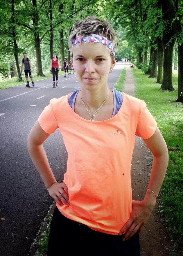 Barbora Reichová s čelenkou po tréninku.