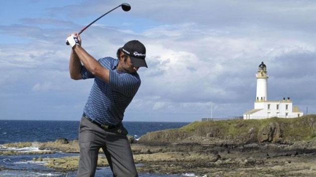 Australský golfista Matthew Goggin na deváté jamce čtvrtého kola British Open