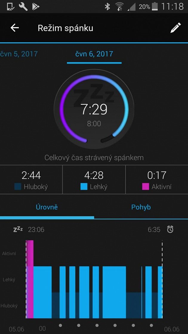 Fitness náramek Garmin vívofit3 - na svůj spánek se můžete podívat pod drobnohledem.