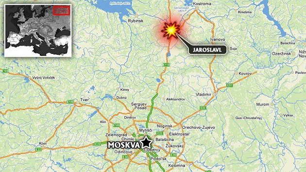 Město Jaroslavl vzdálené 250 km od Moskvy