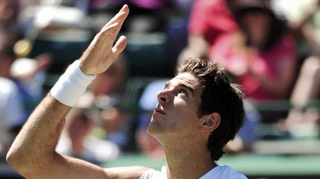 Argentinský tenista Juan Martín Del Potro se raduje po postupu do druhého kola Wimbledonu.