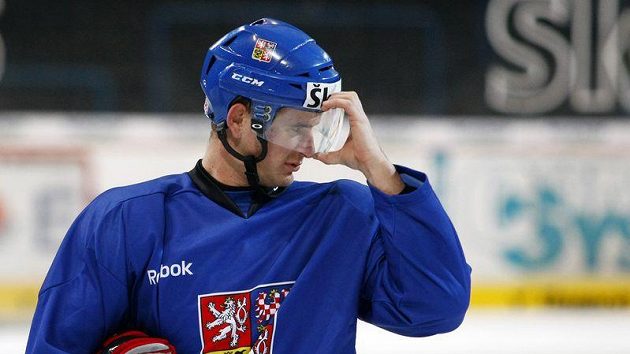 Roman Červenka při tréninku české hokejové reprezentace.