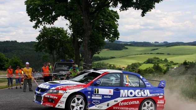 Roman Kresta na trati Horácké rallye.