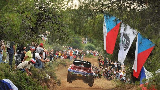 Mikko Hirvonen s Fordem na trati Rallye Akropolis