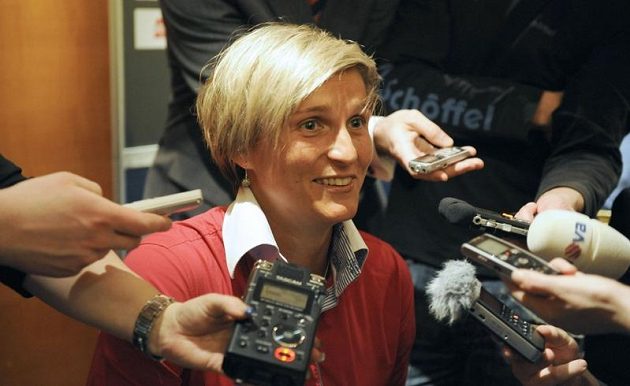 Oštěpařka Barbora Špotáková na tiskové konferenci před vyhlášením výsledků ankety Sportovec roku.