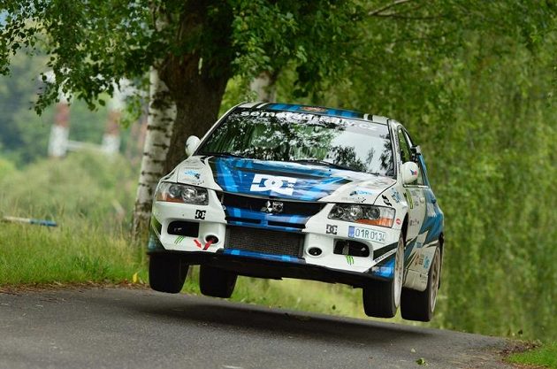 Martin Semerád s navigátorem Bohuslavem Ceplechou na trati Rallye Bohemia.