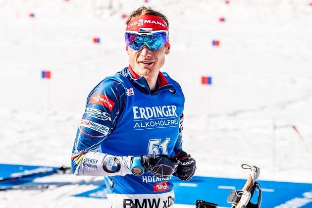 Ondřej Moravec při vytrvalostním závodu na MS v Hochfilzenu.