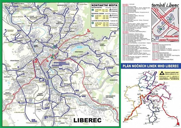 Plánek linek MHD Liberec.