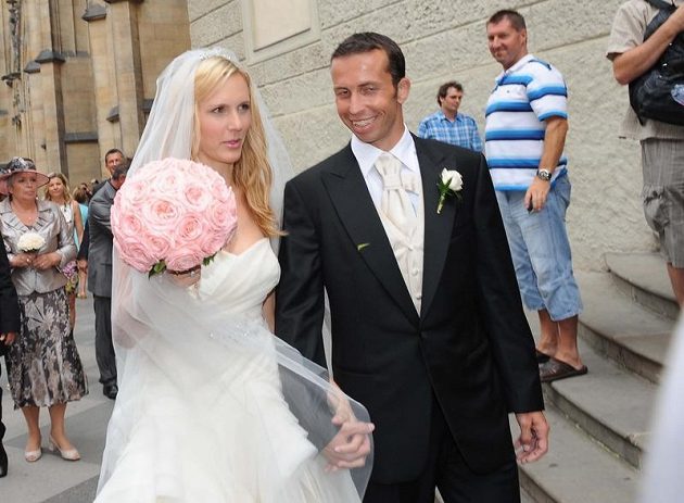Nicole Vaidišová a tenista Radek Štěpánek před svatebním obřadem.