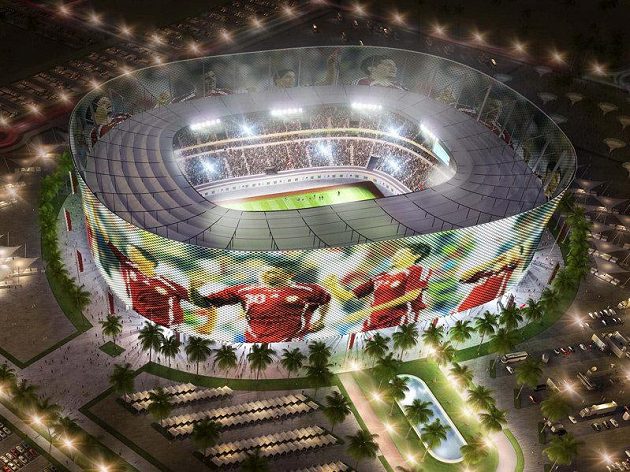 Architektonické skvosty, nejmodernější technologie, komfort, takové budou stadiony pro MS 2022. Na snímku vizualizace All Raján Stadium.