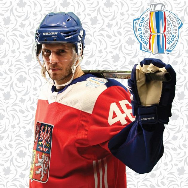 David Krejčí v dresu české hokejové reprezentace pro Světový pohár, v Torontu dres neoblékne.