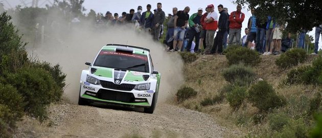Jan Kopecký se Škodou Fabia R5 na trati Bohemia rallye.