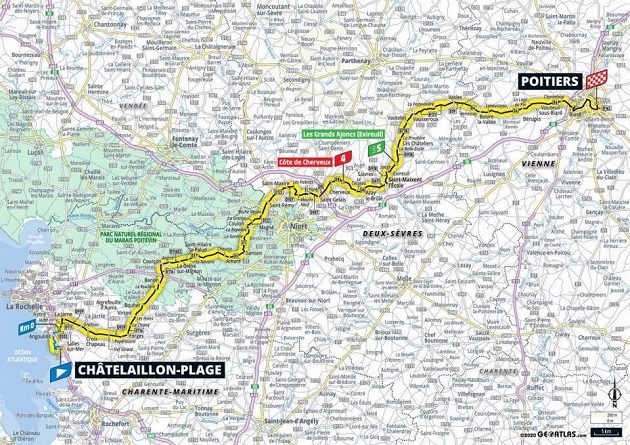 Mapa 11. etapy Tour de France
