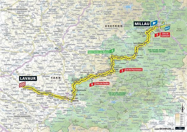 Mapa 8. etapy Tour de France.