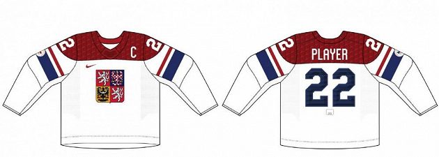 Bíla varianta dresů české hokejové reprezentace pro ZOH 2022 v Pekingu.