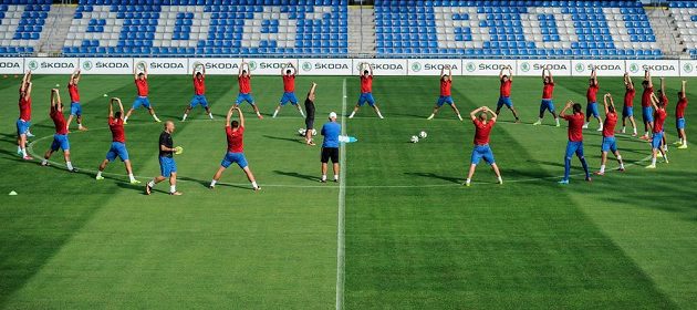 Hráči Mladé Boleslavi se chystají na úvodní duel 3. předkola Evropské ligy s Lyonem.