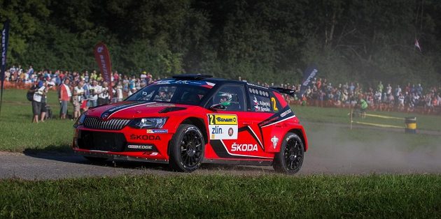 Jan Kopecký se Škodou Fabia R5 na trati Barum rallye 2016.